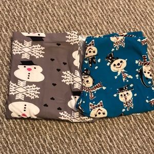 One Size Snowman Leggings- Like new!